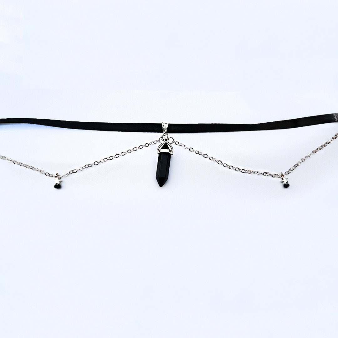 Two Tier Black Agate Pendant Necklace