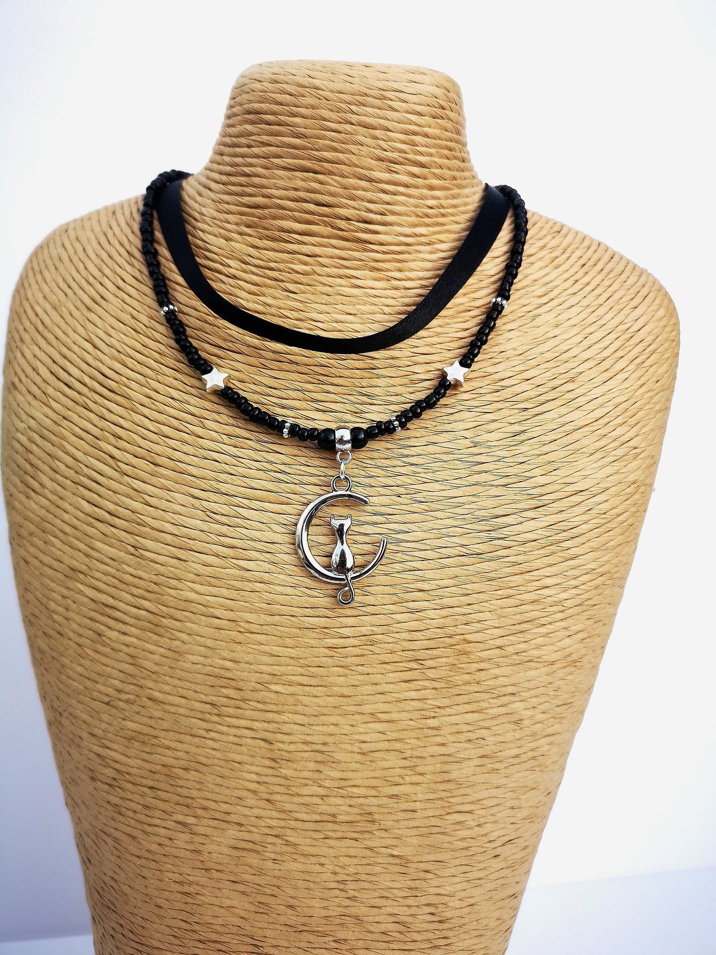 Silver Cat Choker/Day Collar Necklace