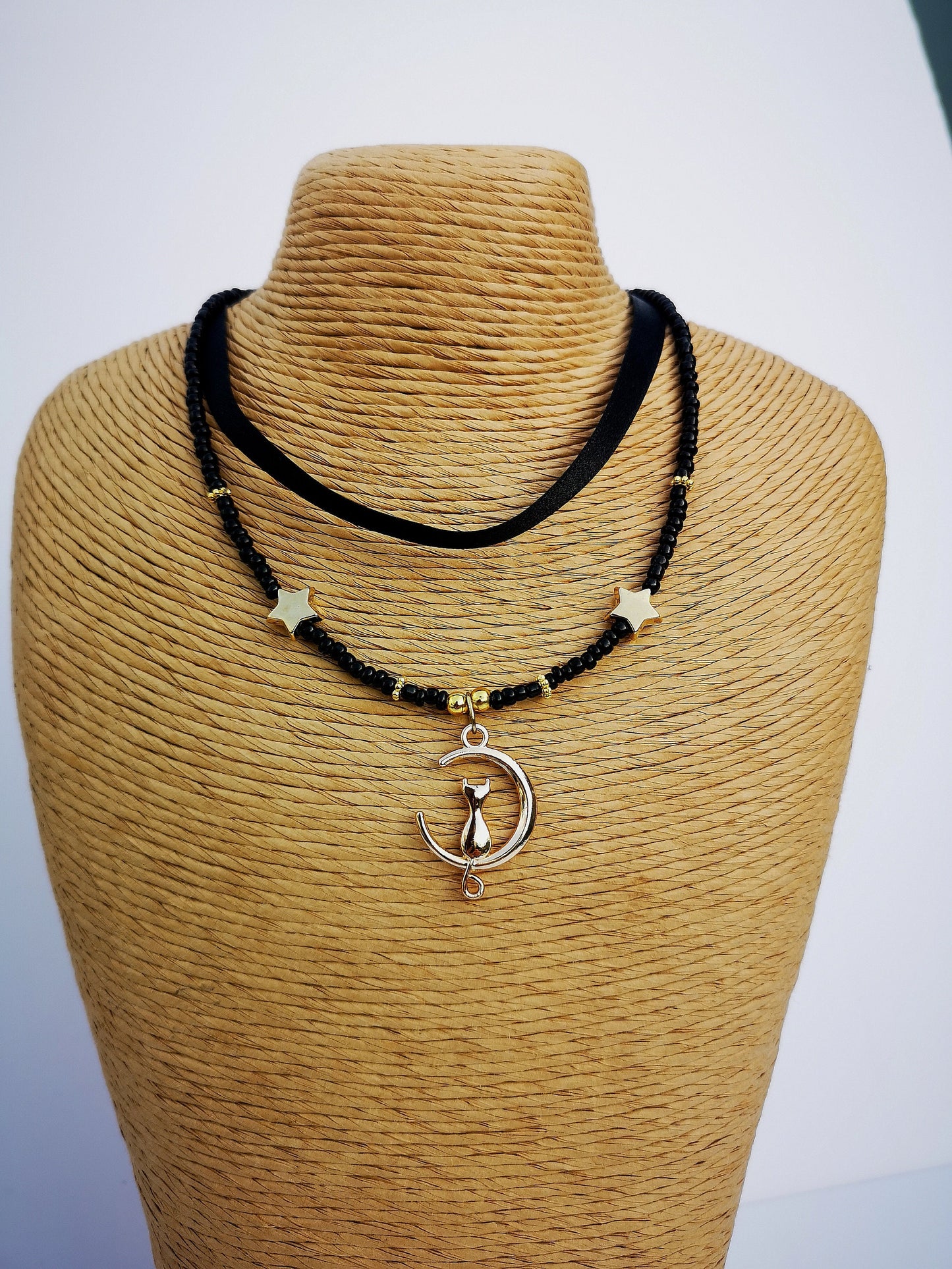 Gold Cat Choker/Day Collar Necklace