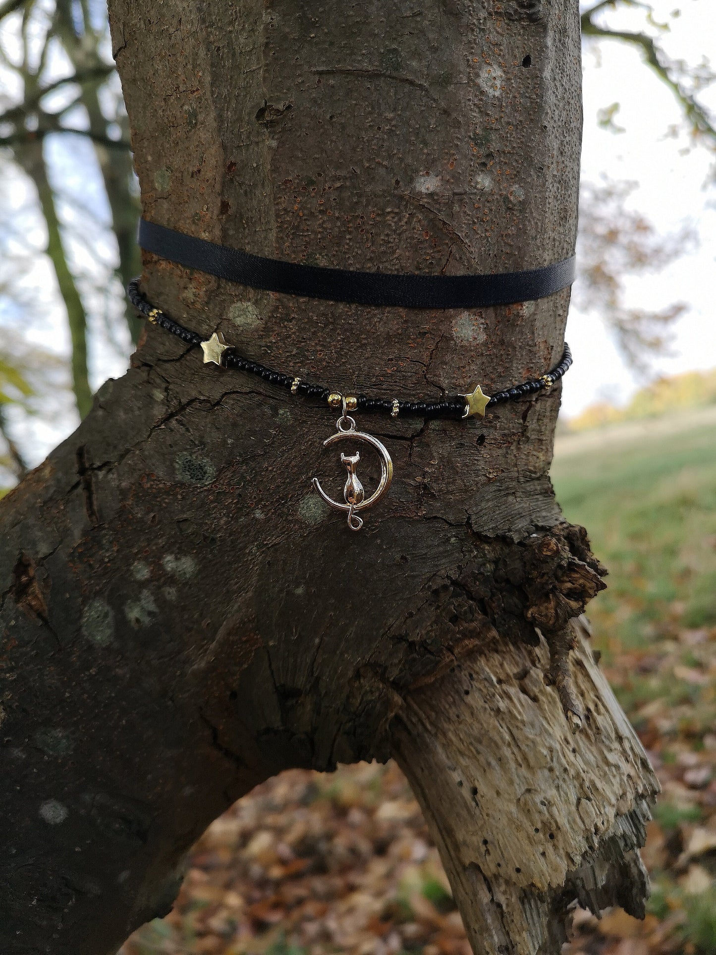 Gold Cat Choker/Day Collar Necklace