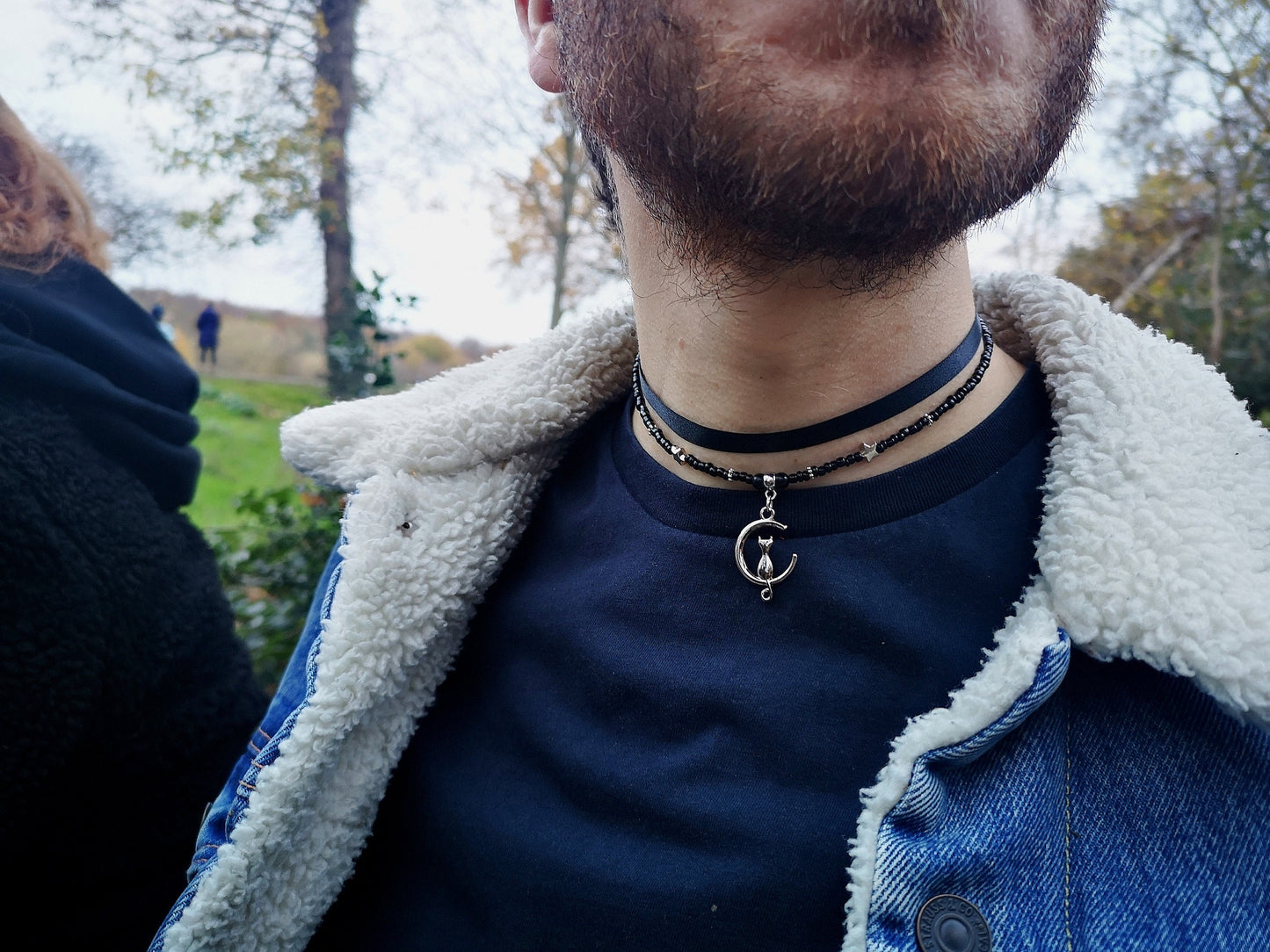 Silver Cat Choker/Day Collar Necklace