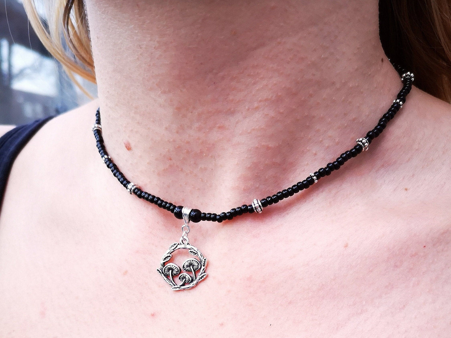 Silver Mushroom Necklace