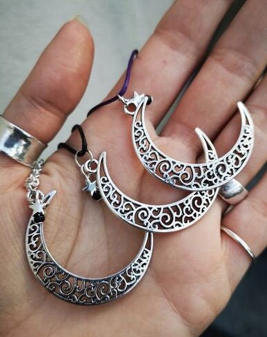 Moon and Star Long Necklace