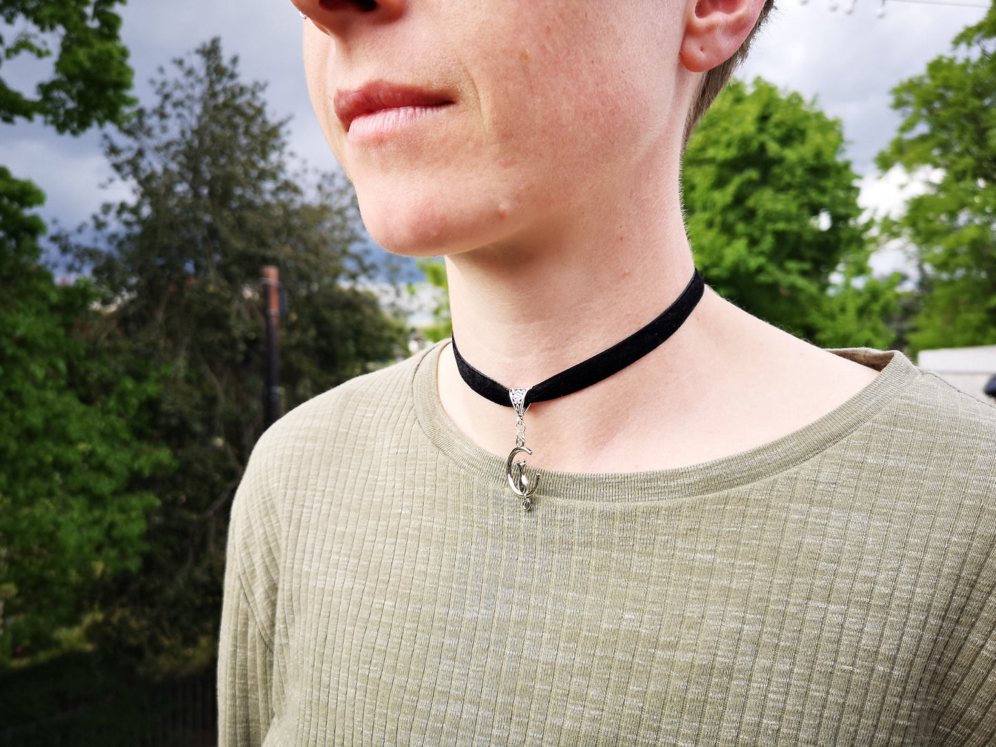 Silver Cat Choker/Day Collar Necklace